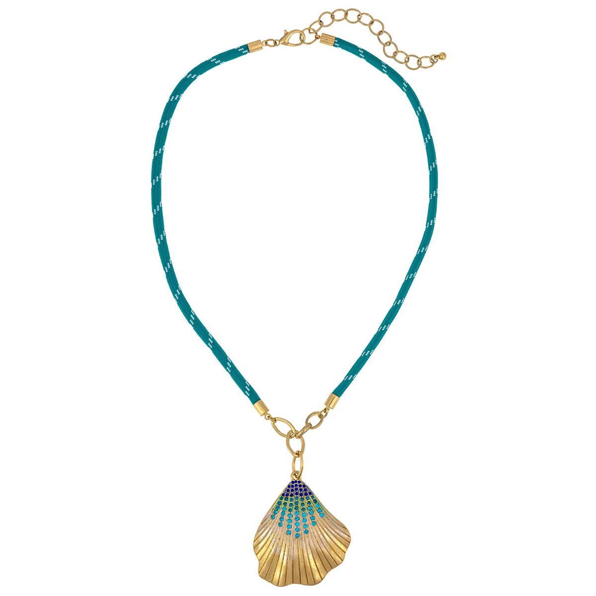 Ashley Cooper(tm) Turquoise Cord Necklace with Stone Shell Pendant