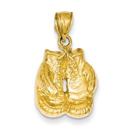 Mens Gold Classics(tm) Open-Backed Boxing Gloves Pendant