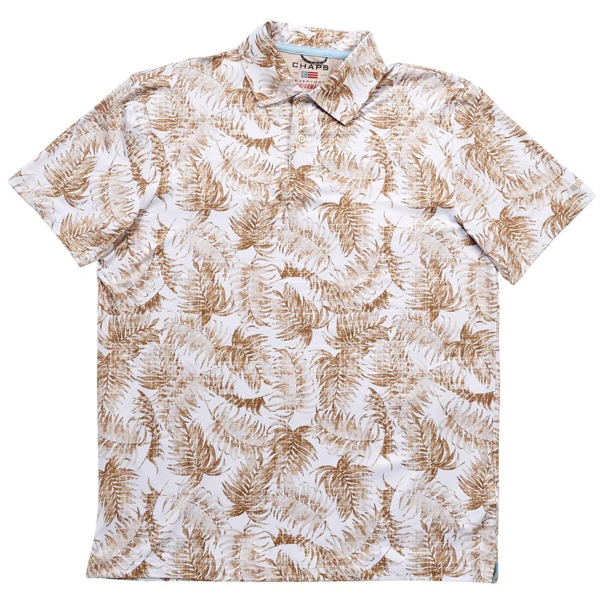 Mens Chaps Performance Leaf Short Sleeve Polo - Stone