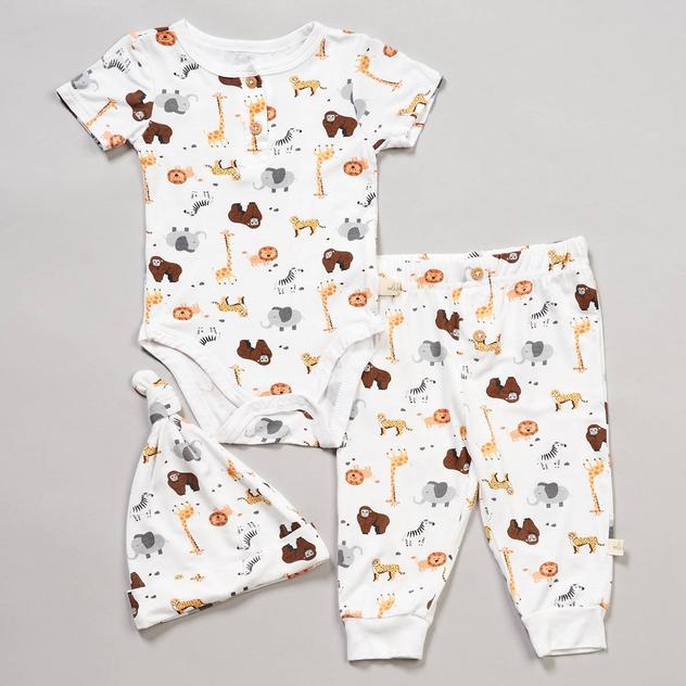 Baby Boy (NB-9M) Milkberry 3pc. Safari Bodysuit & Pants Set