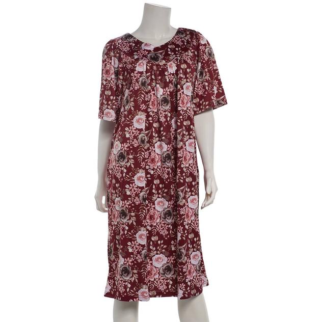 Womens Casual Time Short Sleeve Roses Caftan Nightgown