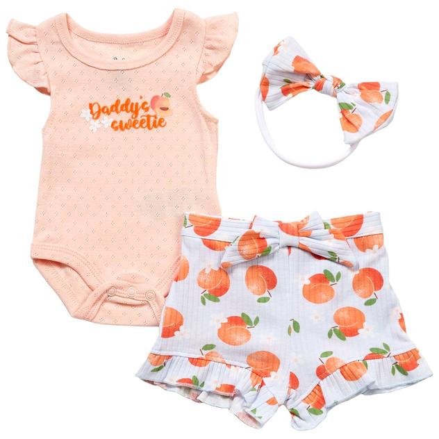 Baby Girl (3-9M) Baby Essentials® Dads Sweetie Peaches Short Set