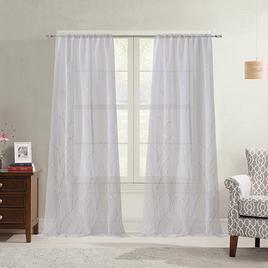Vine Embroidered Sheer Rod Pocket Panel Curtain