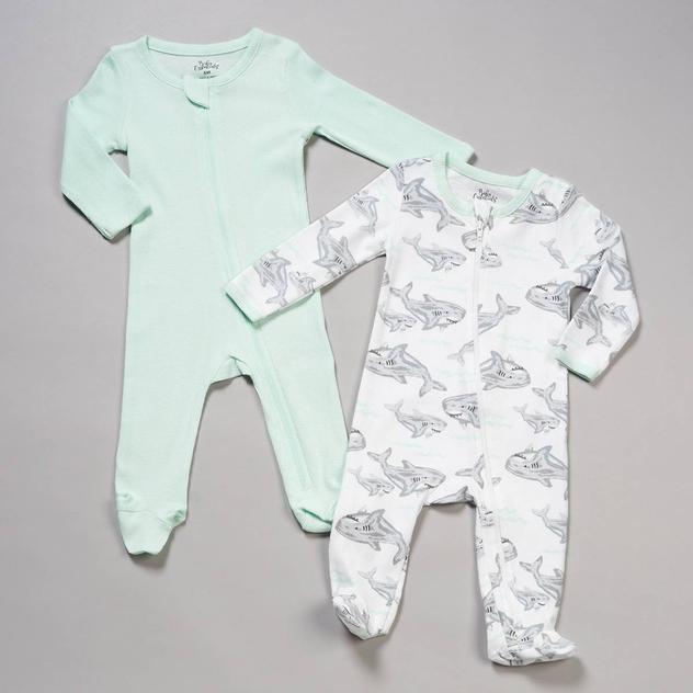 Baby Boy (NB-9M) Baby Essentials® 2pk. Shark Footie Pajamas