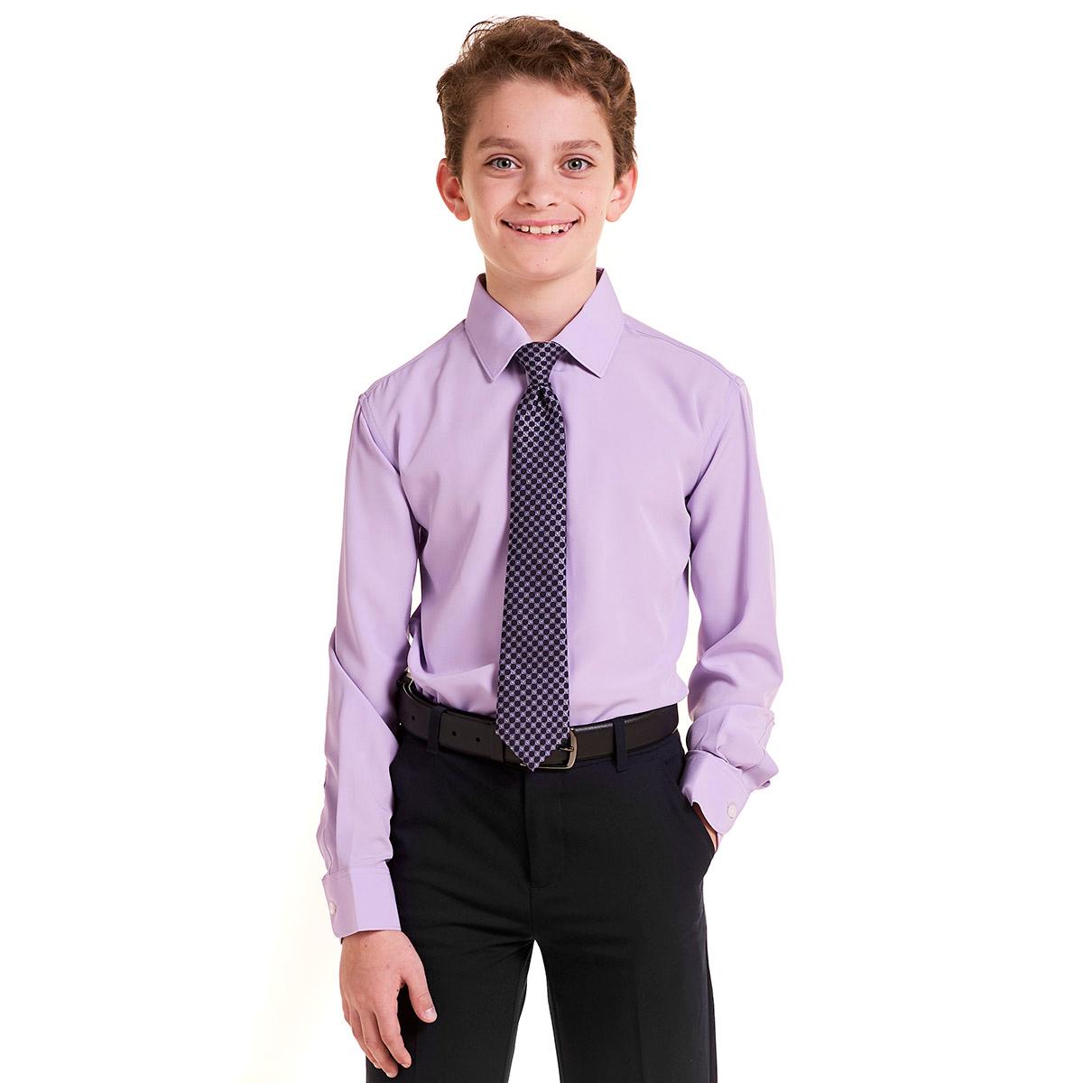 Boys (8-20) Bill Blass Dress Shirt & Tie Set- Lavendula