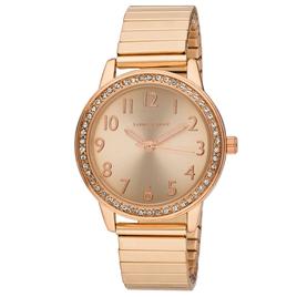 Womens Laura Ashley(R) Rose Gold Stone Bezel Watch - LA2053RG