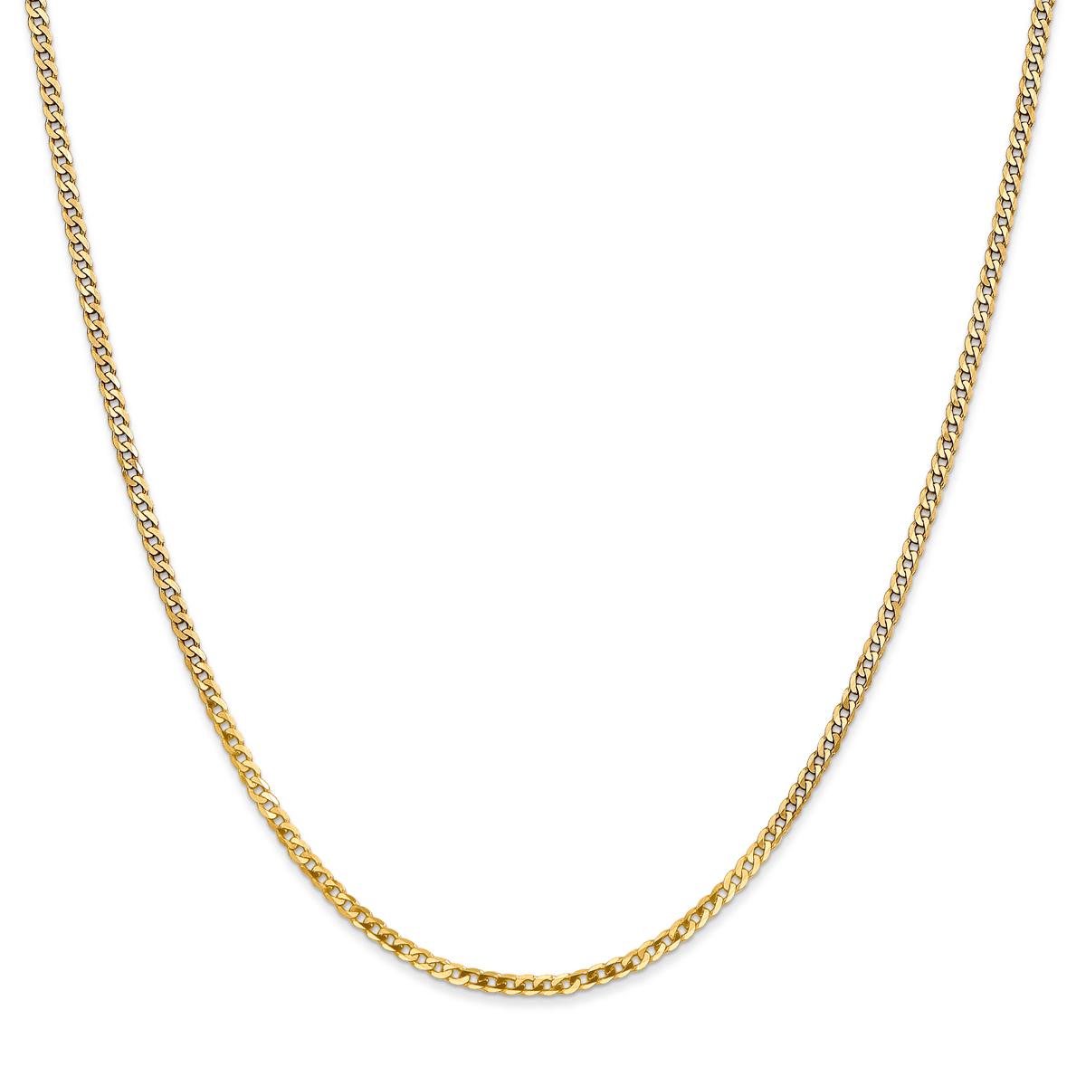 Unisex Gold Classics(tm) 2.2mm. 14k Gold Beveled Curb Chain Necklace