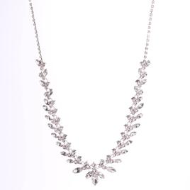 Rosa Rhinestones Floral Cascade Statement Necklace