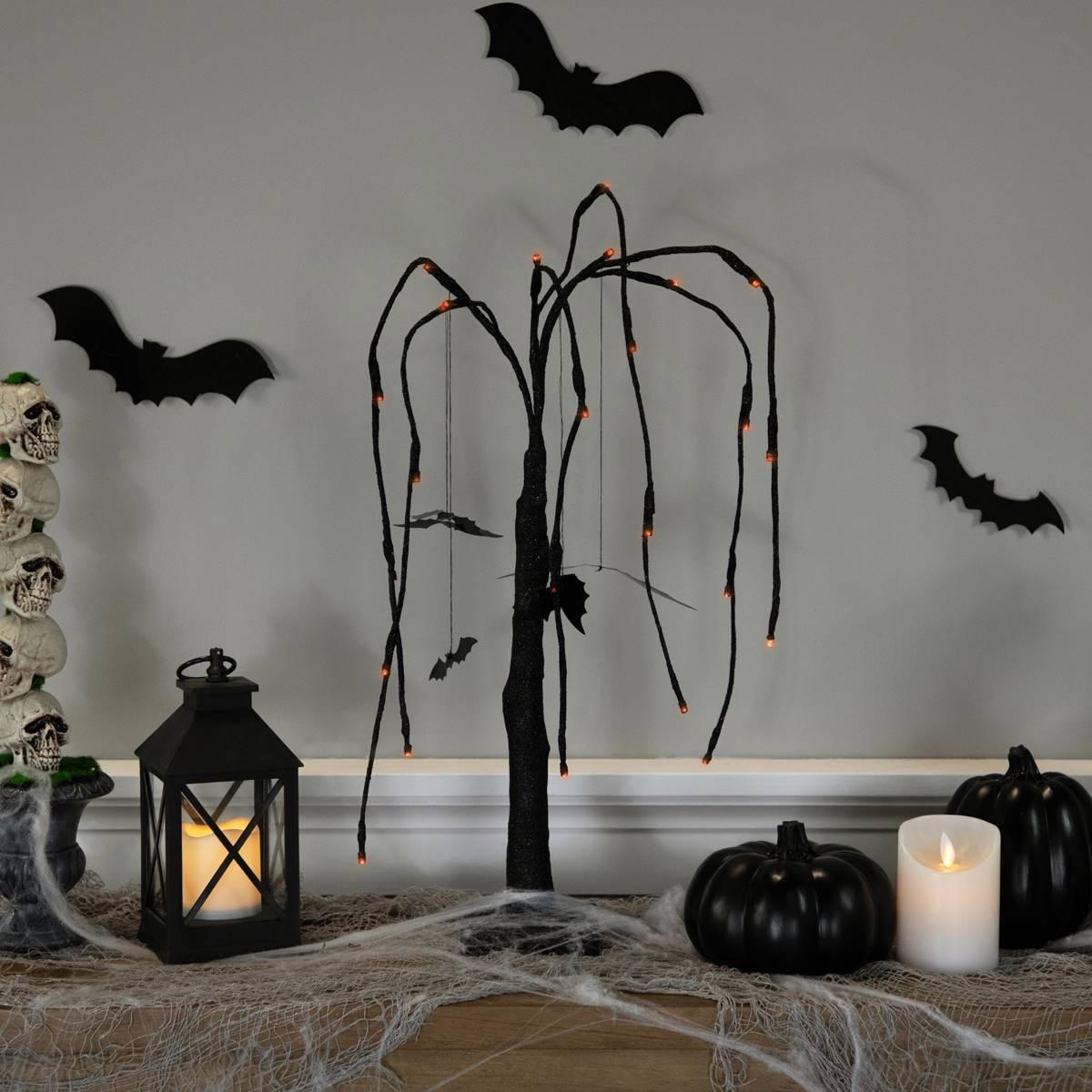 Northlight Seasonal 24in. LED Black Glittered Willow Tree