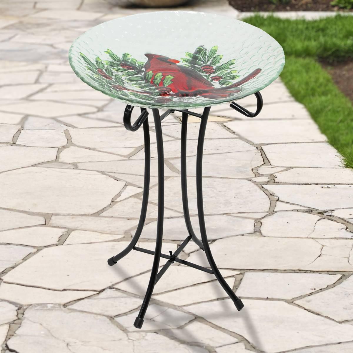 Northlight Seasonal 21in. Cardinal and Pine Cone Bird Bath