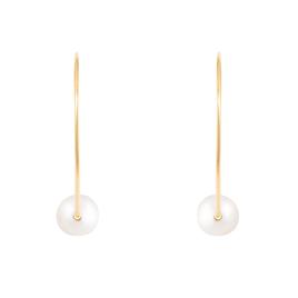 Splendid Pearls 14kt. Gold 25mm Pearl Hoop Earrings