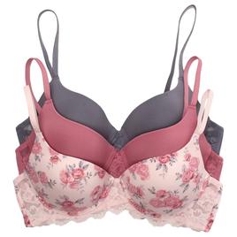 Womens Laura Ashley® 3pk. Front Lace & Strap Bras - LS5404-3PKW