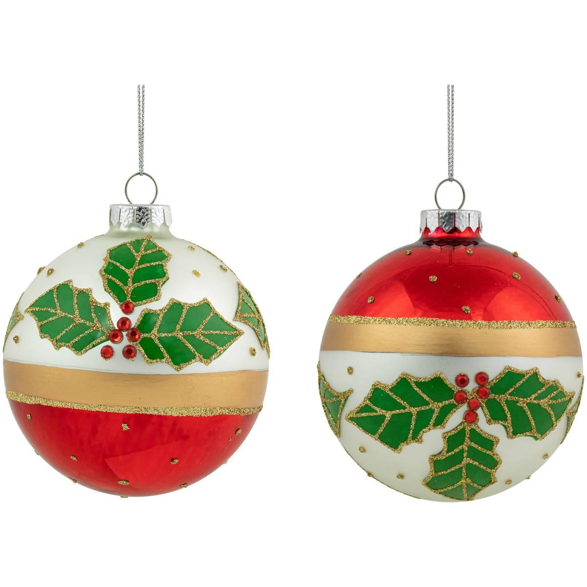 Northlight Seasonal Glittered Ball Christmas Ornaments - Set of 2