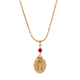 Symbols of Faith Oval Miraculous Medal Charm Bead Necklace