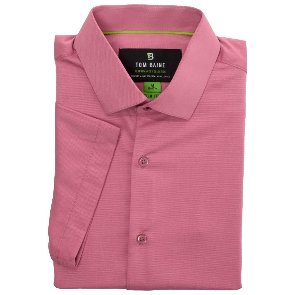 Mens Tom Baine Regular Fit Short Sleeve Dress Shirt - Rose