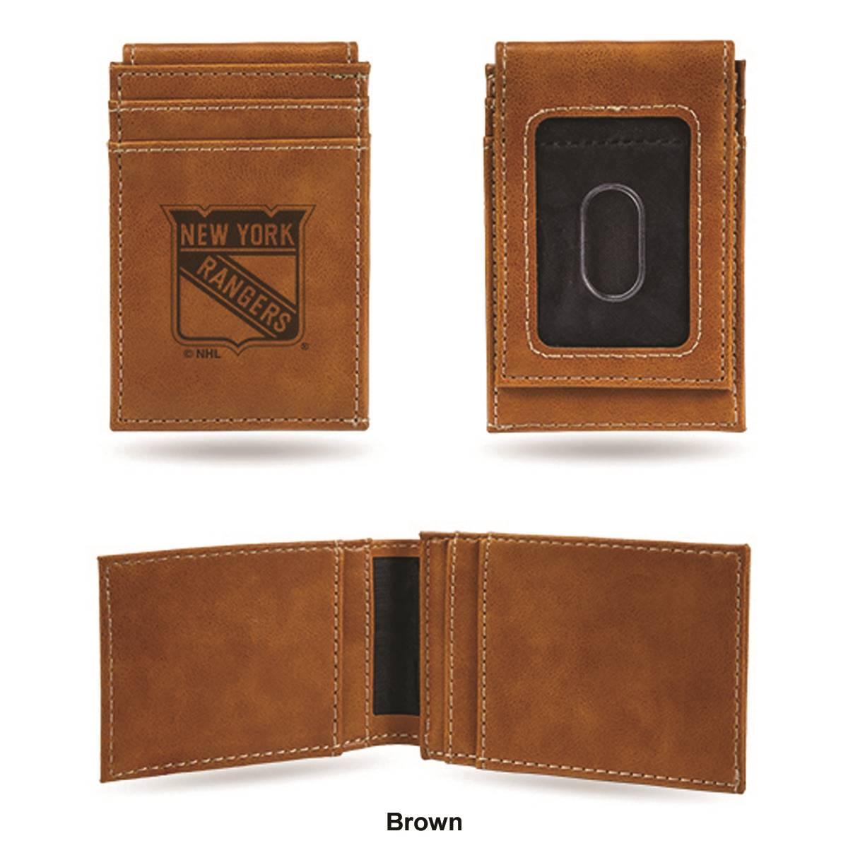 Mens NHL New York Rangers Faux Leather Front Pocket Wallet