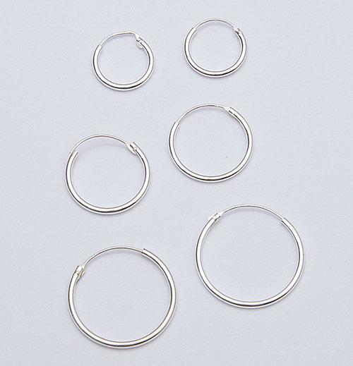 Marsala 3pr. Sterling Silver Hoop Earrings Set