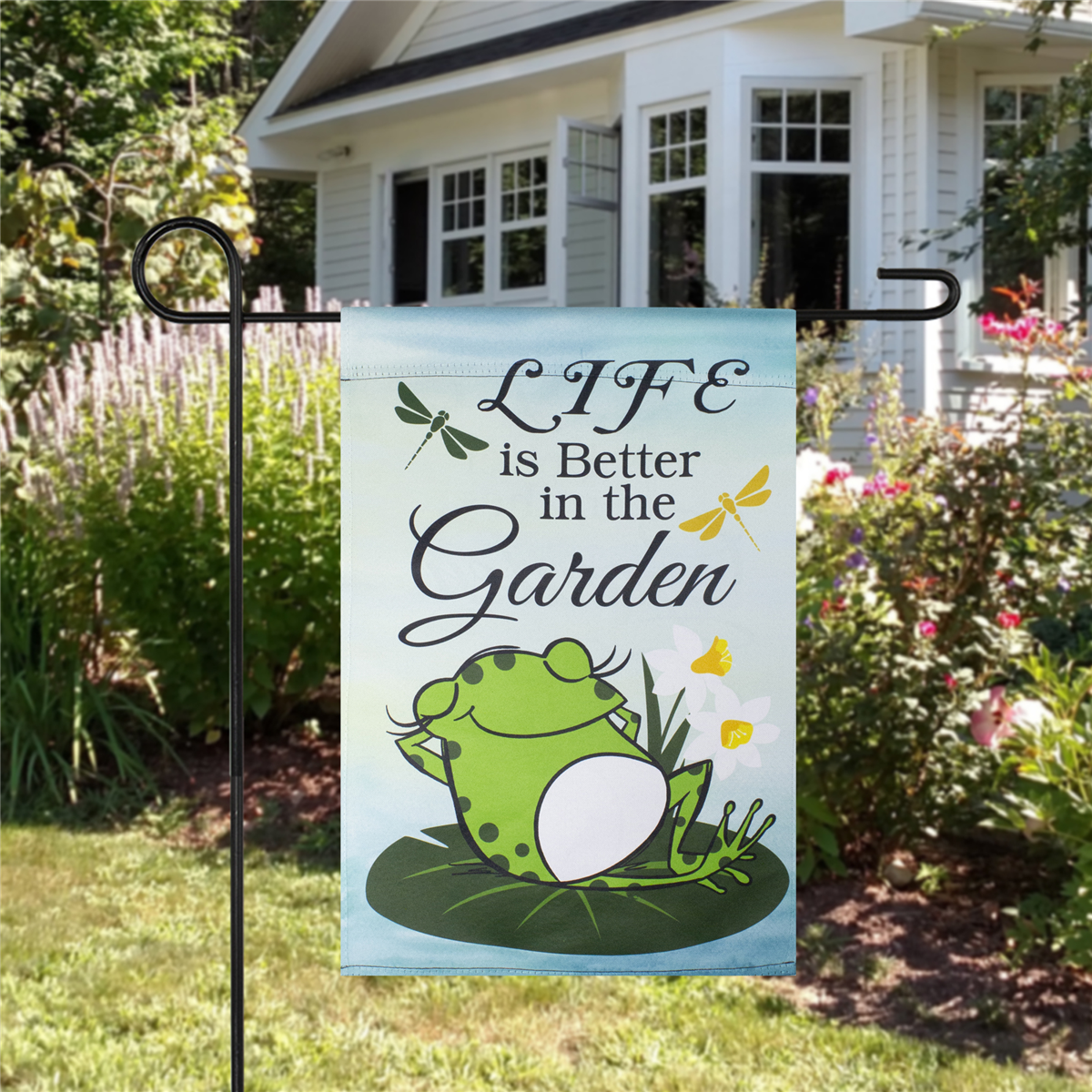 Northlight Life is Better in the Garden Frog Outdoor Garden Flag