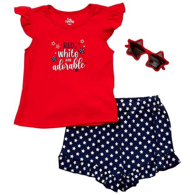 Baby Girl (12-24M) Baby Essentials Red, White, & Blue Shorts Set