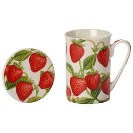 Home Essentials 2pc. Strawberry Chintz Mug & Coaster Set