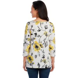 Womens Emily Daniels 3/4 Sleeve Floral Poppy Round Neck Blouse