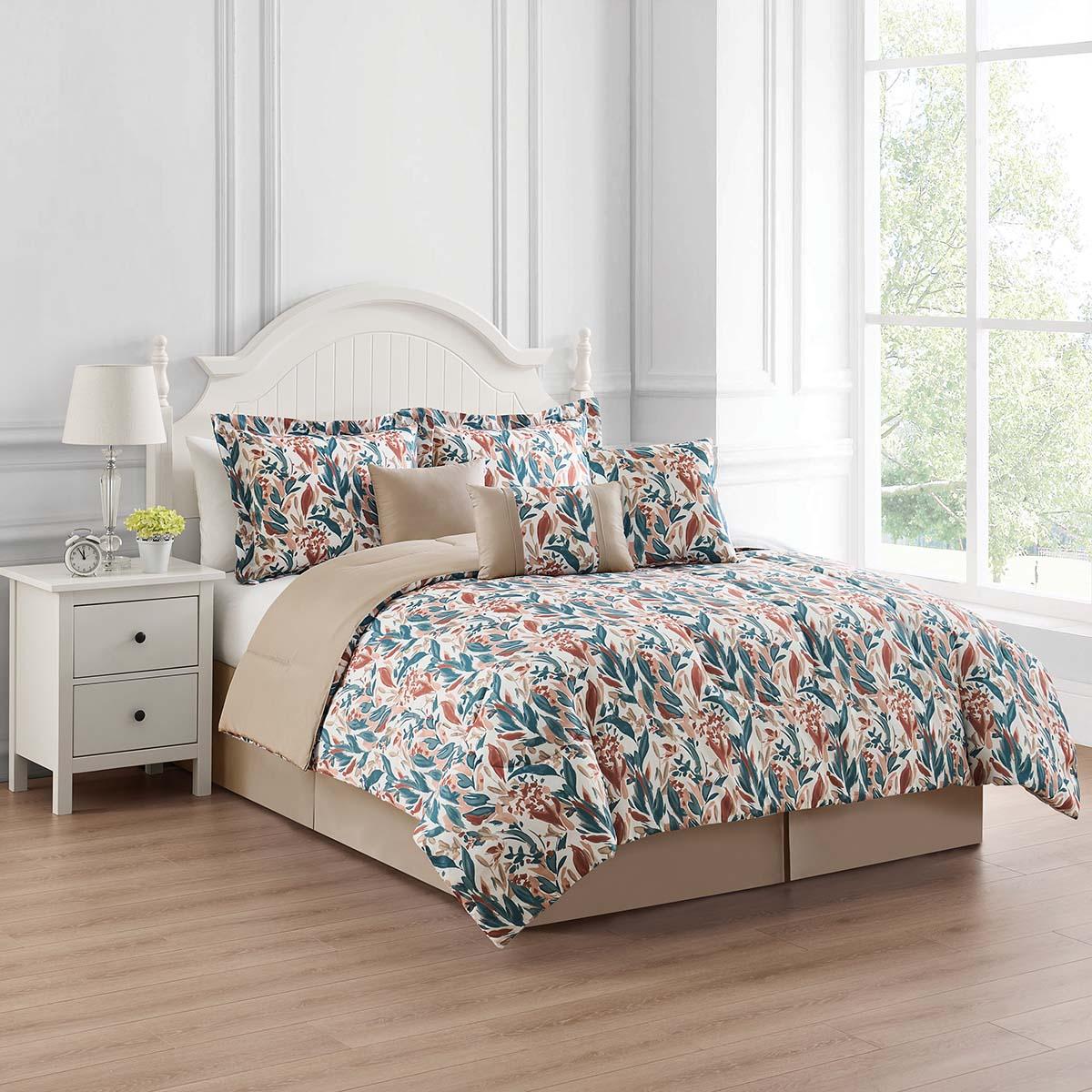Ashley Cooper(tm) 7pc. Painterly Leaves Reversible Comforter Set