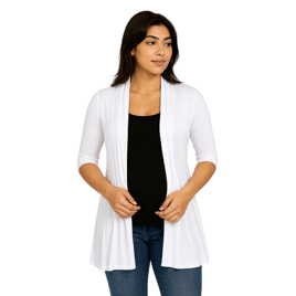 Plus Size 24/7 Comfort Apparel Half Sleeve Maternity Cardigan