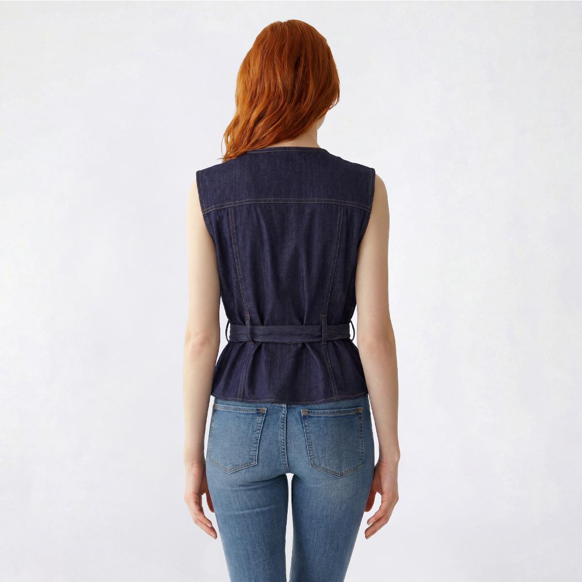 Juniors Love Tree Tie Front Denim Vest