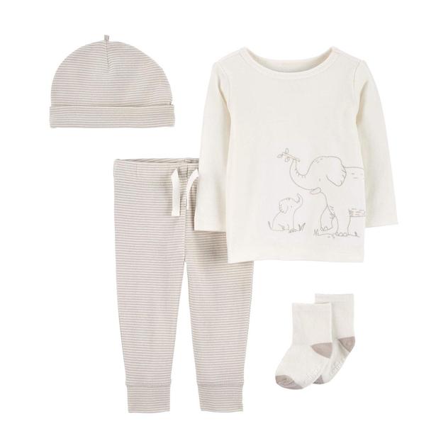 Baby Unisex (NB-12M) Carter’s® 4pc. Elephant & Stripe Outfit Set