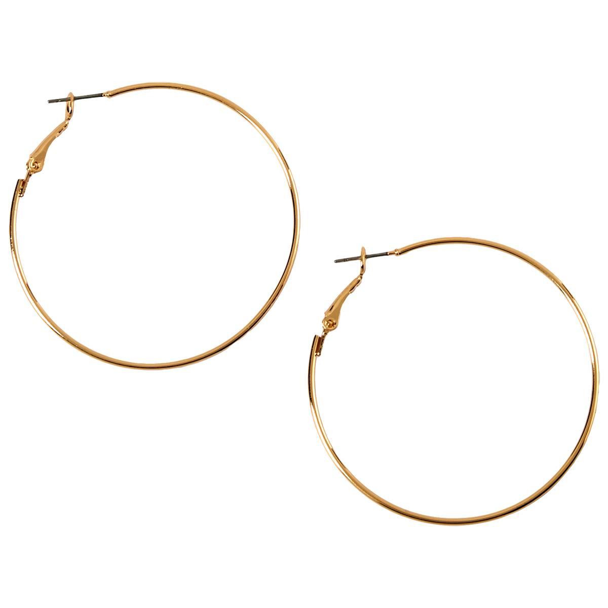Design Collection Gold Thin Large Polished Hoop Earrings