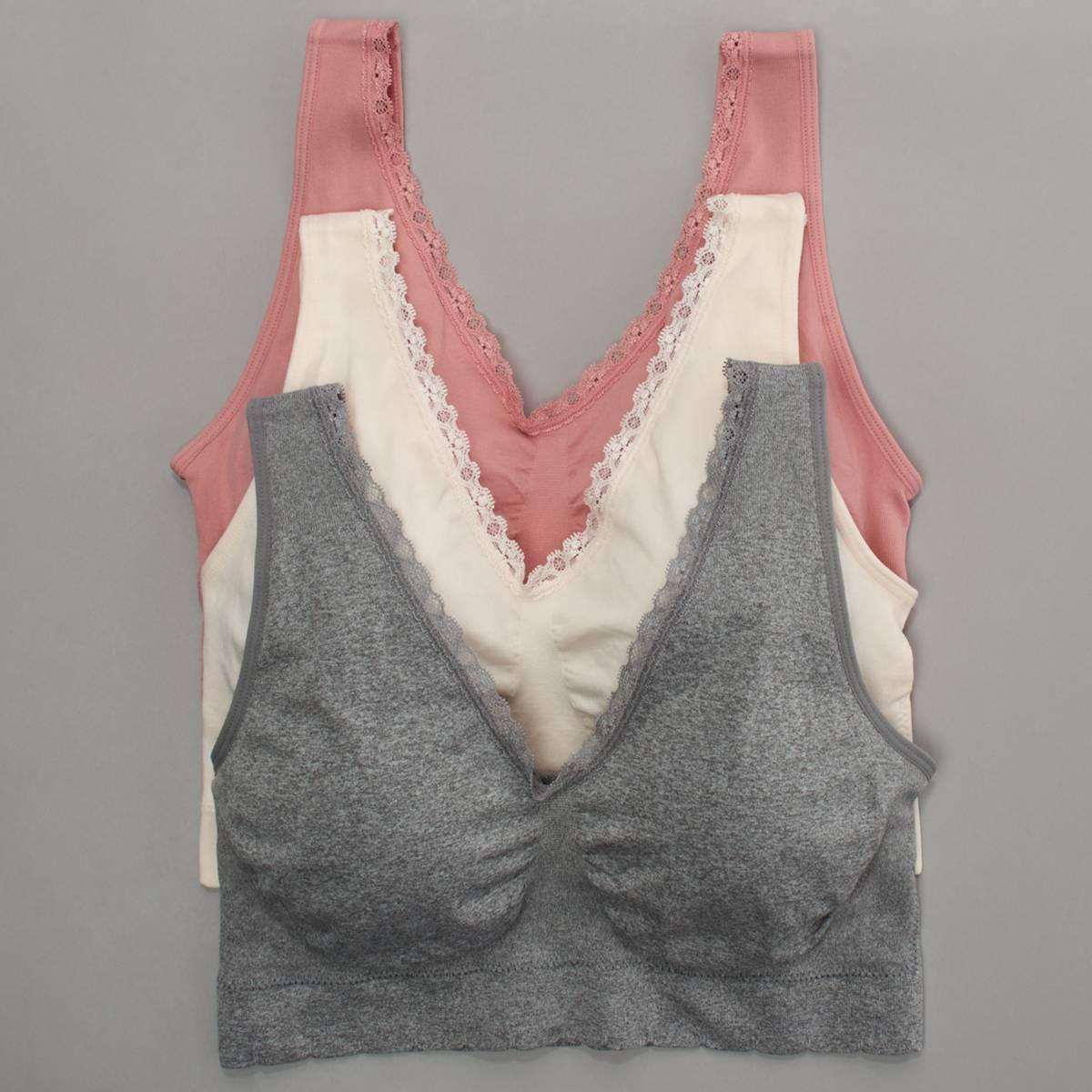 Plus Size Laura Ashley(R) 3pk. Lace Trim Bralettes - LS4163-3PKAJ