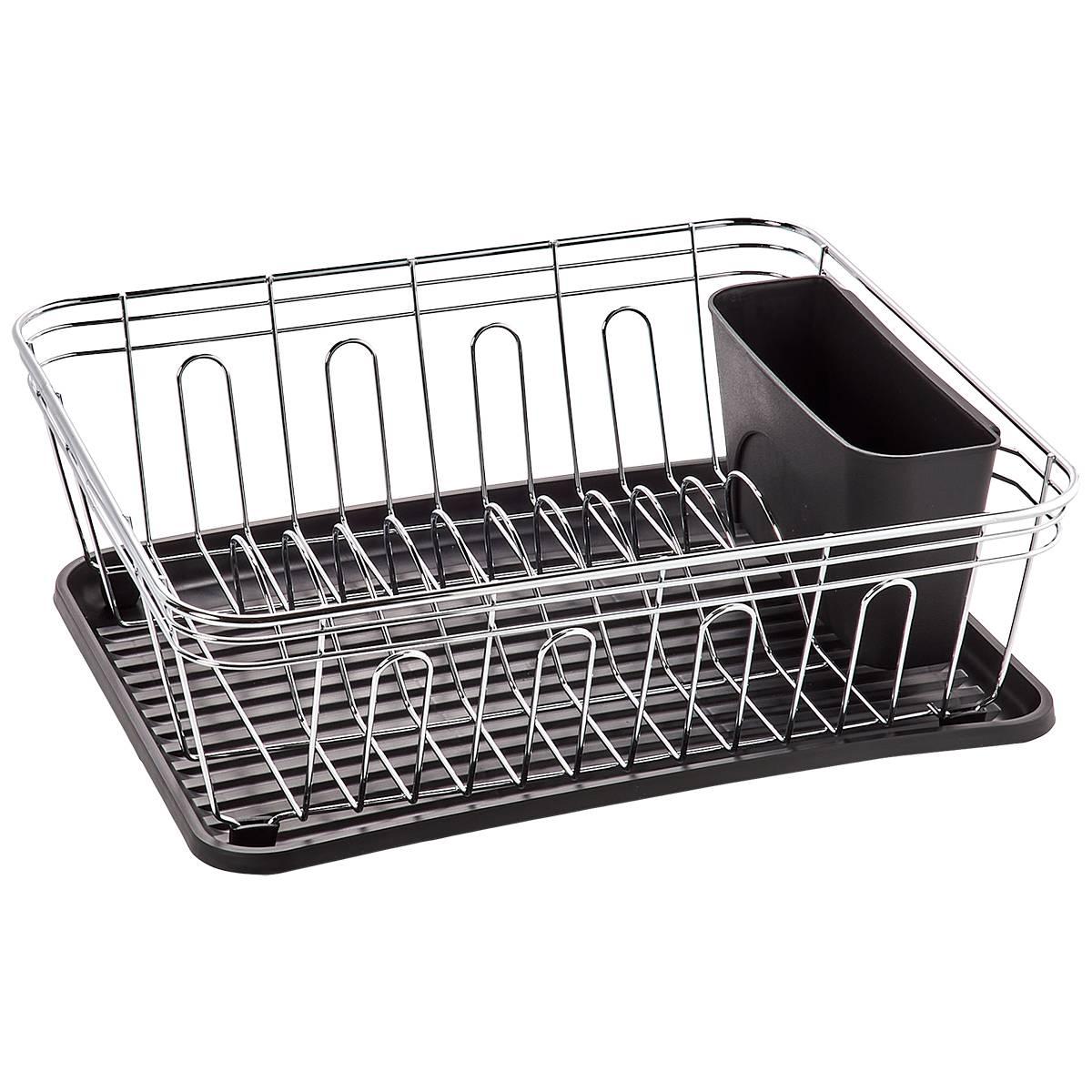 Gourmet Kitchen Charcoal/Black Metal Wire Dish Rack