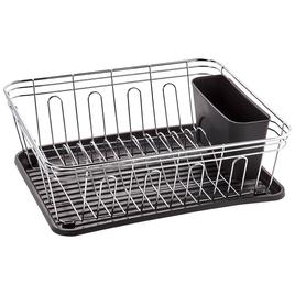 Gourmet Kitchen Charcoal/Black Metal Wire Dish Rack