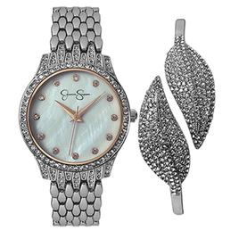 Jessica Simpson Silver-Tone Watch &amp; Bracelet Set - JSB8008SL