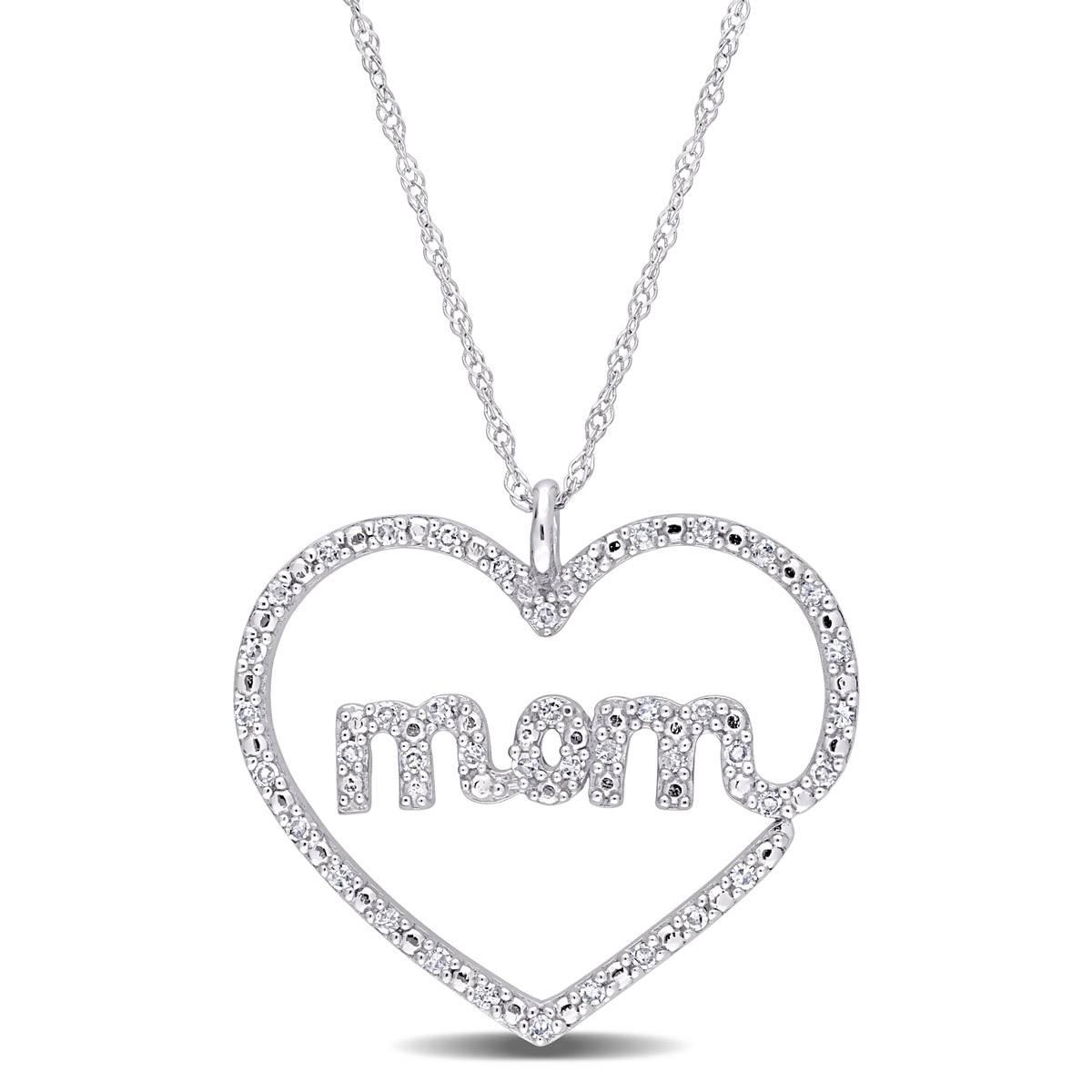 Sophia B 10kt. White Gold 1/5ct. Diamond Mom Heart Pendant