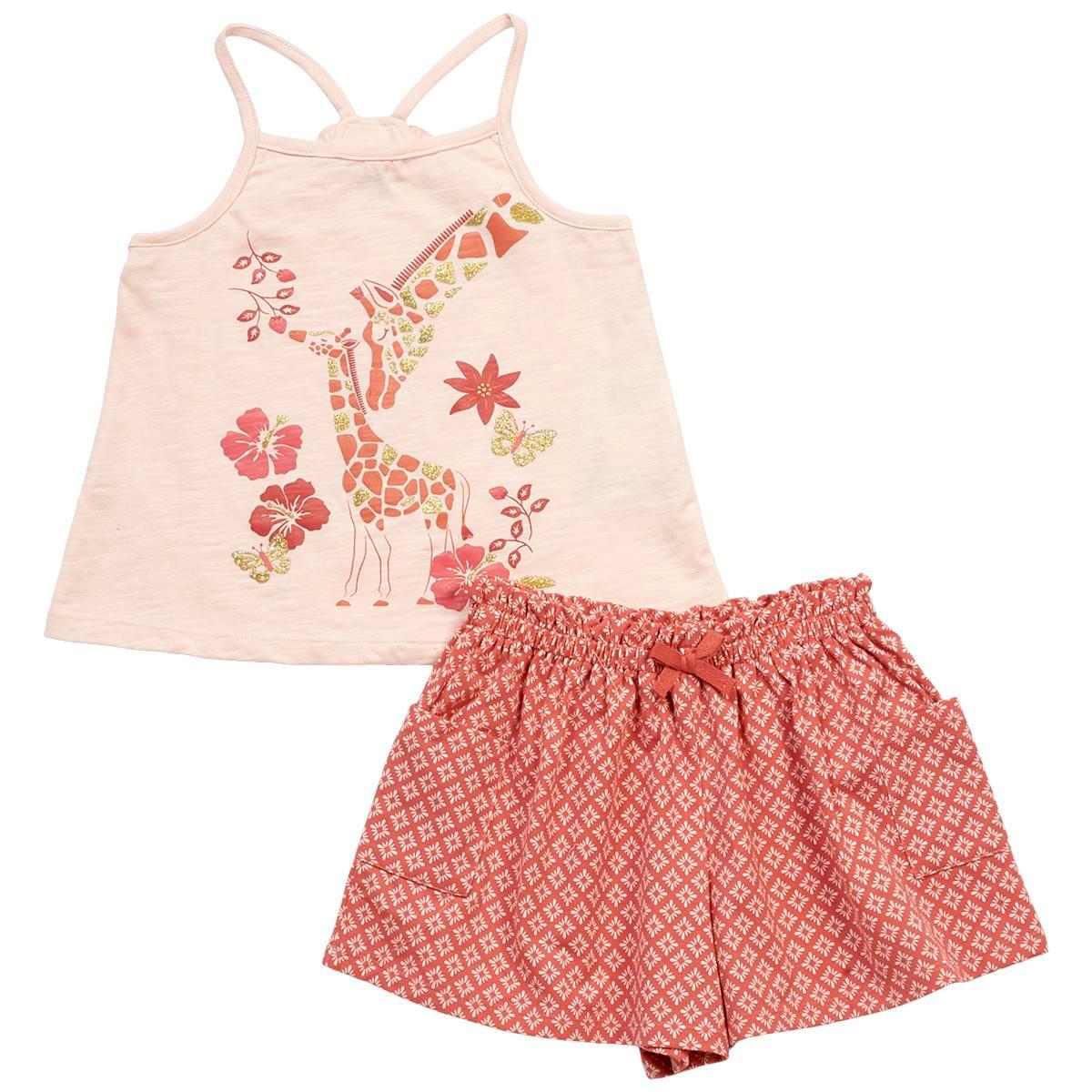 Girls (4-6x) Kids Headquarters(R) Floral Giraffe Tank & Short Set