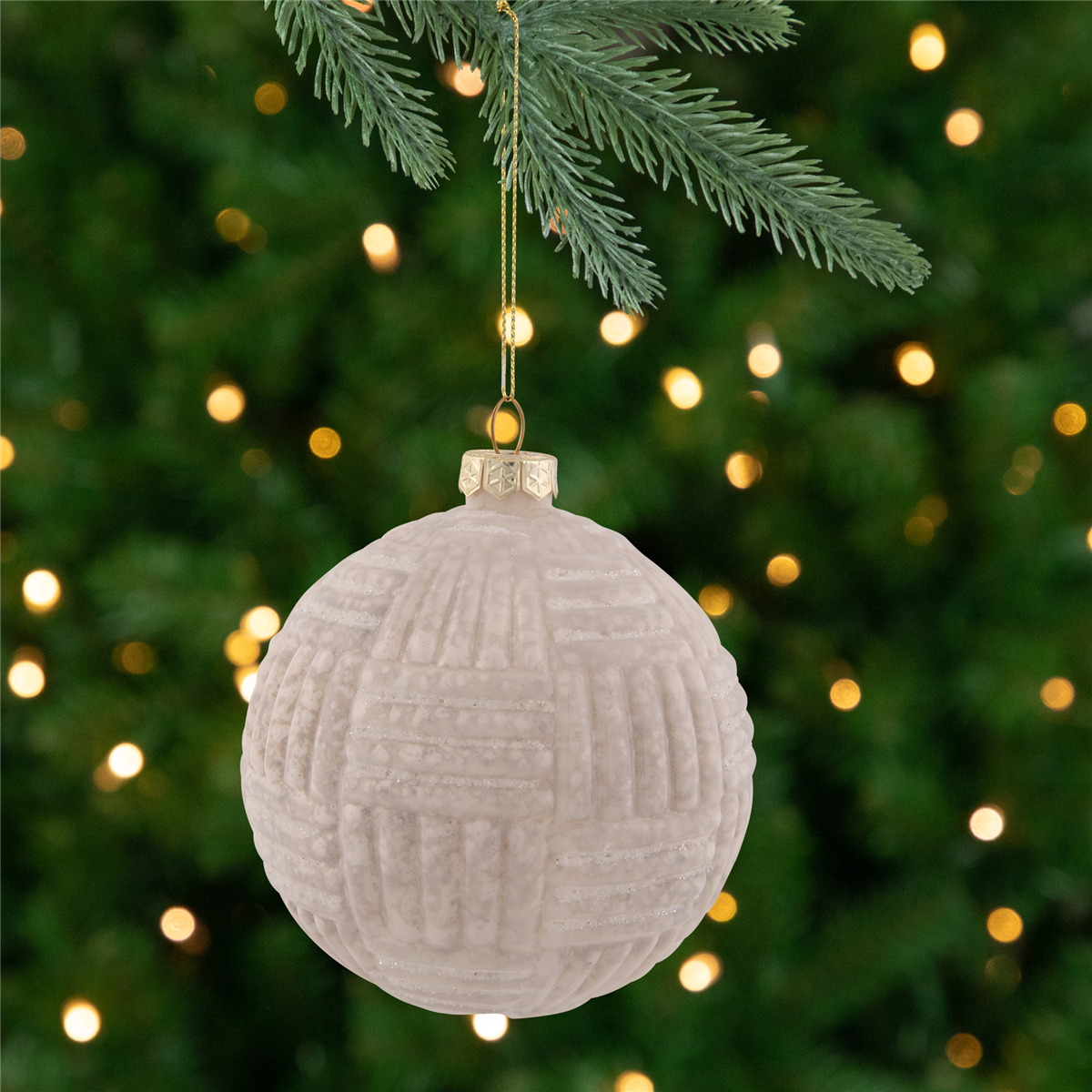 Northlight White Geometric Glass Ball Christmas Ornament