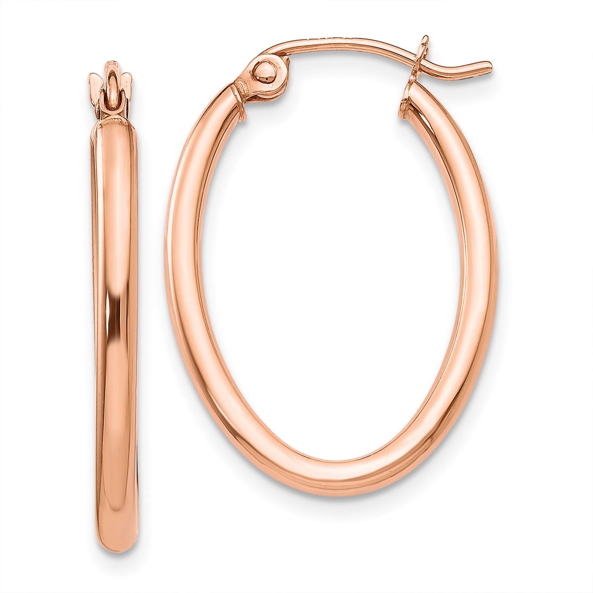 Gold Classics(tm) 14k Rose Gold Oval 26x17mm Hoop Earrings