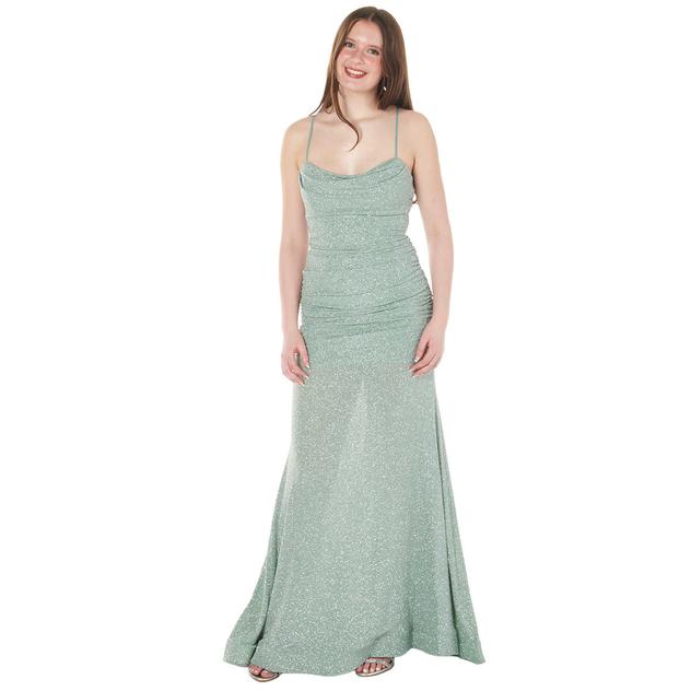 Juniors Emerald Sundae Glitter Knit Sheath Dress w/ Horsehair Hem