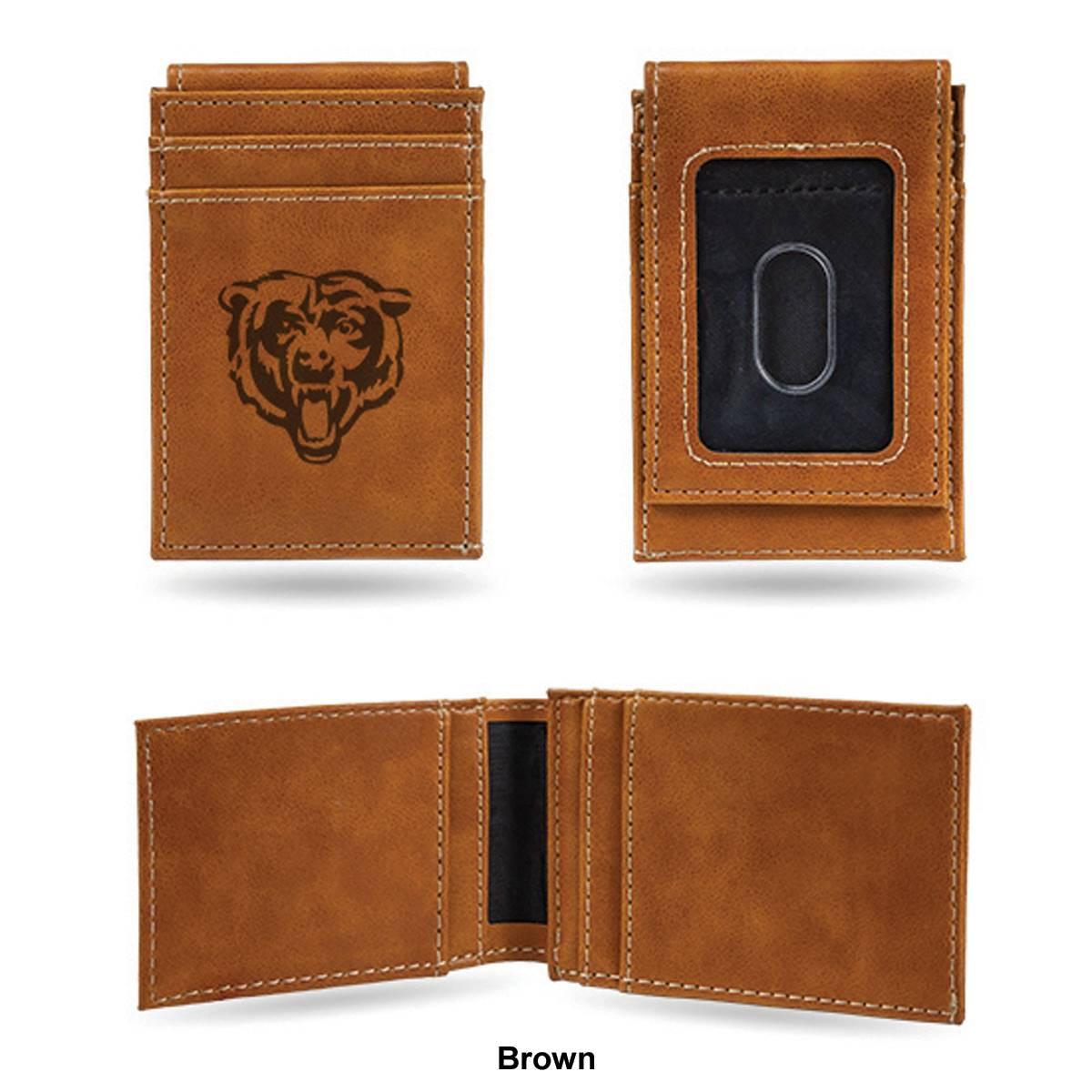Mens NFL Chicago Bears Faux Leather Front Pocket Wallet