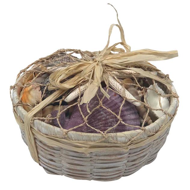 White Round Shell Basket