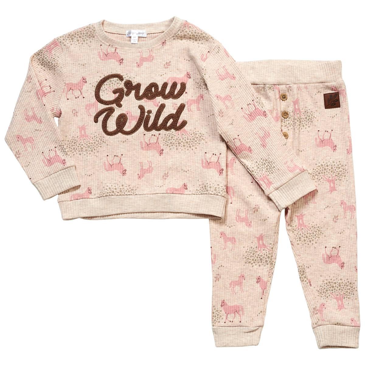 Toddler Girl Emily & Oliver 2pc. Grow Wild Horse Joggers Set