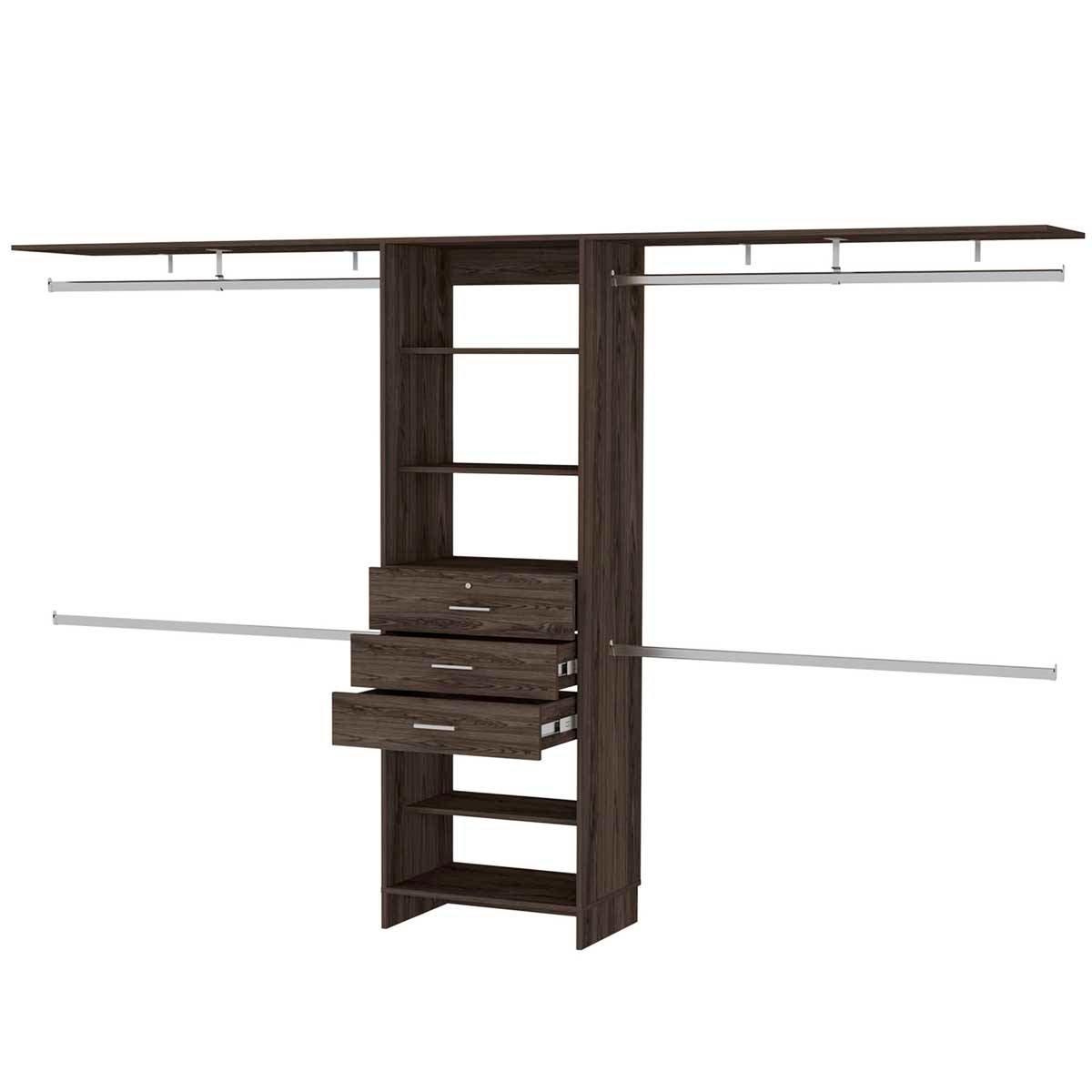 FM FURNITURE Pittsburg Dark Walnut 1 Drawer Closet System