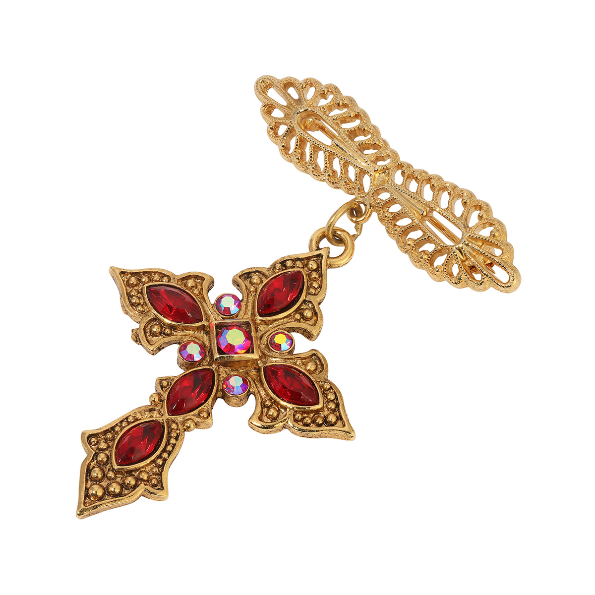 Symbols of Faith Gold Tone Crystal Cross Pin