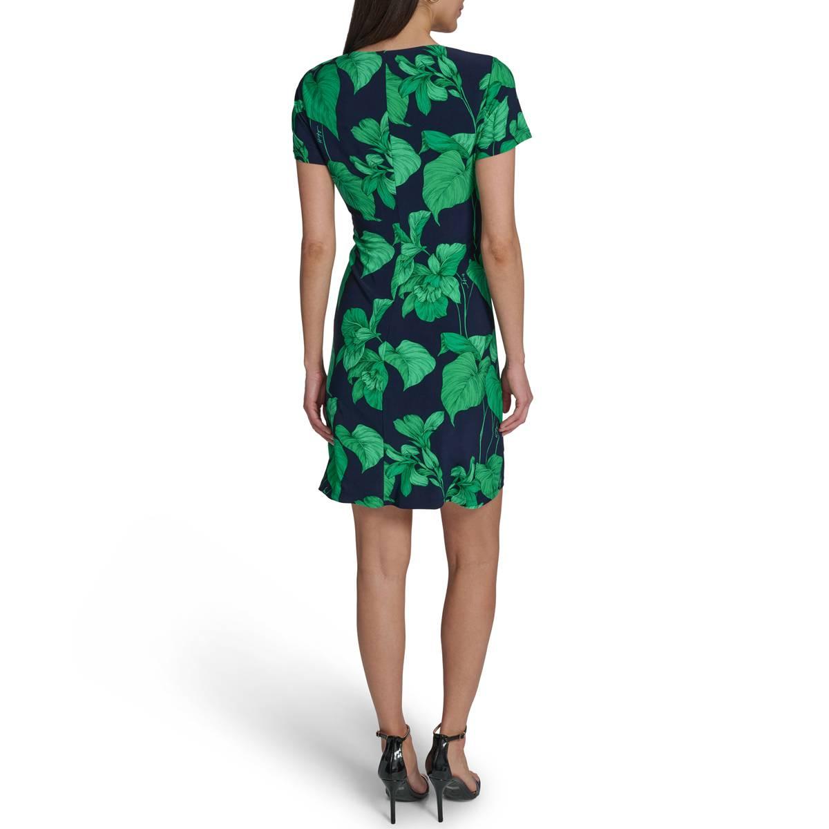 Womens Tommy Hilfiger Short Sleeve Tropical Leaf Shift Dress
