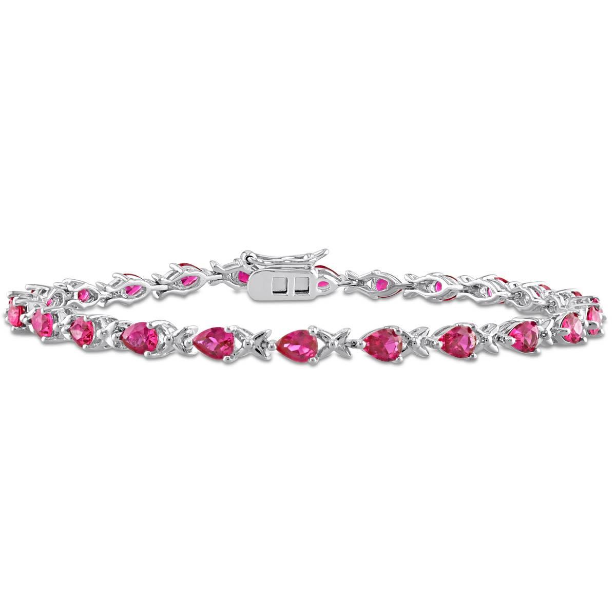 Gemstone Classics(tm) 5 1/3ctw. Created Ruby X-Link Silver Bracelet