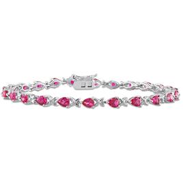 Gemstone Classics(tm) 5 1/3ctw. Created Ruby X-Link Silver Bracelet