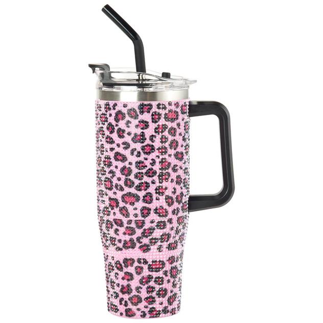 Gourmet Home 40oz. Cheetah Bling Tumbler w/ Handle