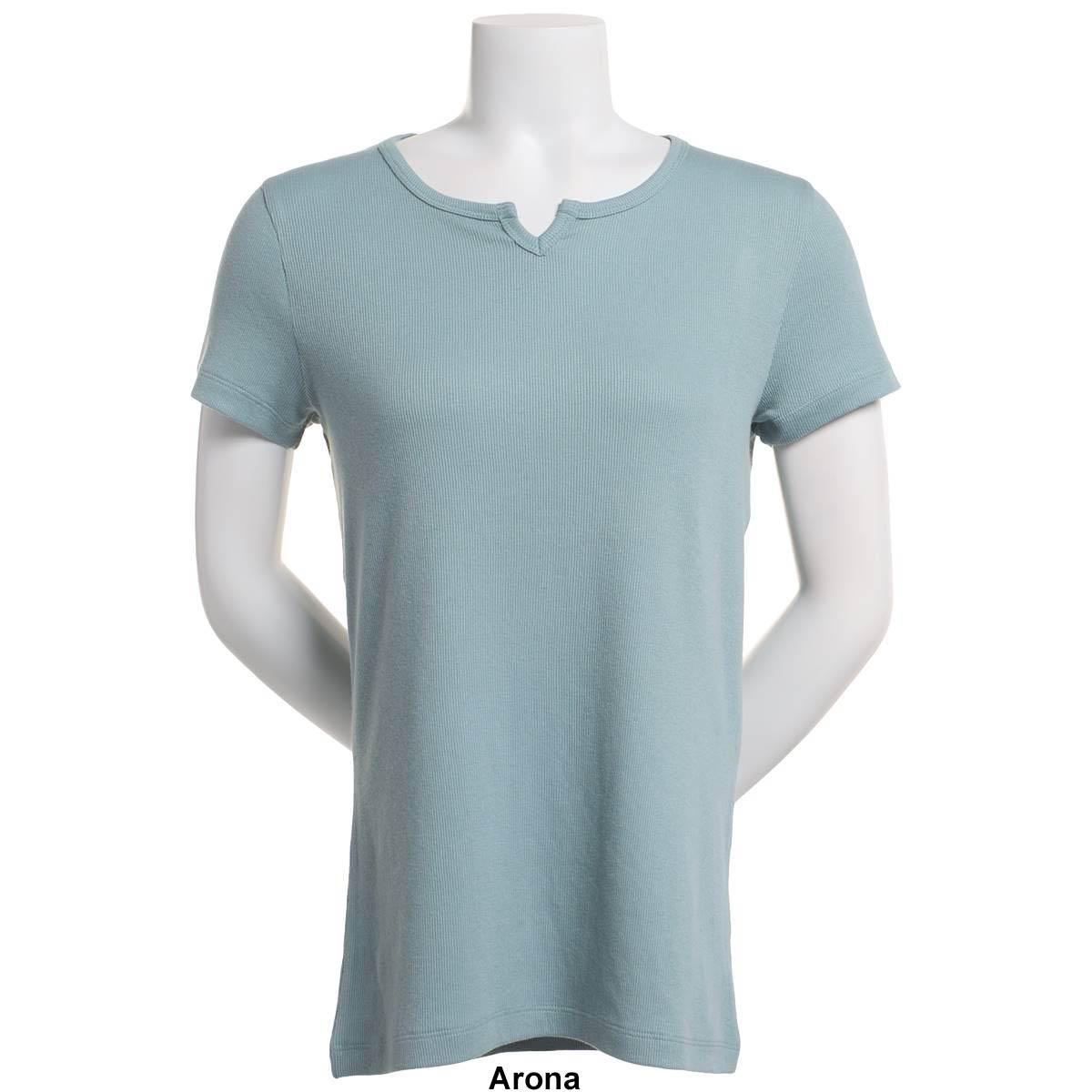 Womens Architect® Short Sleeve 2x2 Rib Split Neck Tee