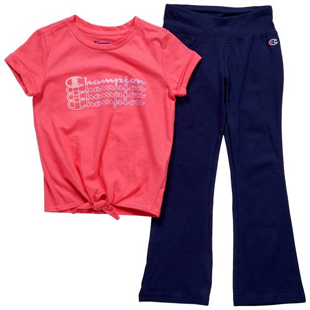 Girls (4-6x) Champion® Short Sleeve Tee & Flare Yoga Pants Set
